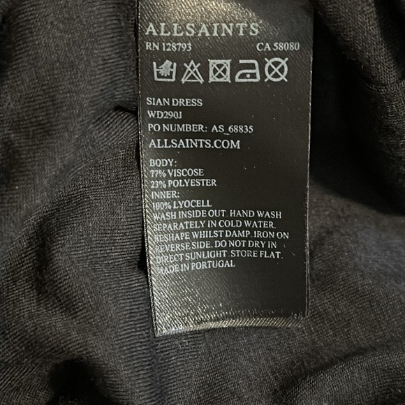 AllSaints‎ Sian Long Sleeve Dress Black NWT Size large - Picture 12 of 12